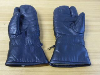 mens vintage black leather lined mittens gloves size L ski motorcycle snowmobile 2
