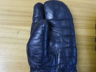 mens vintage black leather lined mittens gloves size L ski motorcycle snowmobile 3