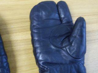 mens vintage black leather lined mittens gloves size L ski motorcycle snowmobile 4