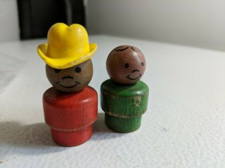Fisher Price Little People Vtg Farmer Cowboy Boy Aa African American All Wood