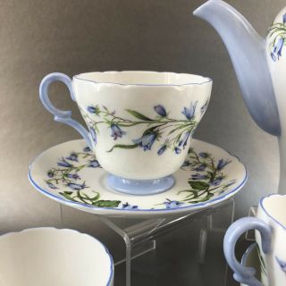 Shelley Harebell Demitasse Cup Saucer Tea Cup Teacup Vintage England Bone China