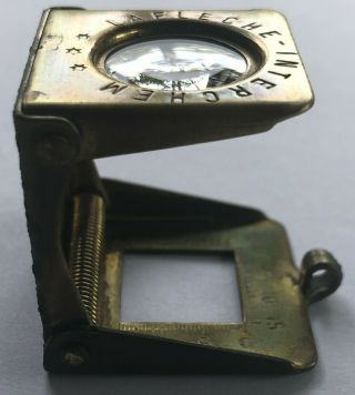 VINTAGE Folding Brass Loupe Lafleche Paris Magnifying Glass Pocket Magnifier, 3
