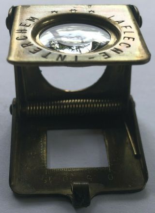 VINTAGE Folding Brass Loupe Lafleche Paris Magnifying Glass Pocket Magnifier, 6