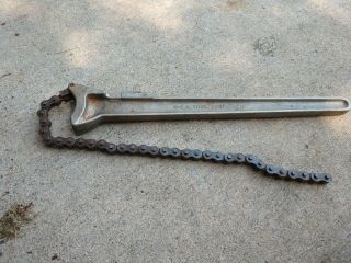 Vintage A - O.  K.  Tool Corp.  24 Chain Pipe Wrench 21 " Long Alda.  Nebr.  Pat 3505914