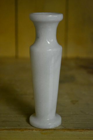 Vintage Onyx Marble White Stone Mini Bud Vase 4 " &1/2 Tall Wgts 5.  7 Ounces