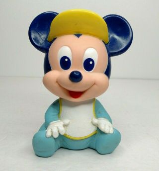 Vintage 1984 Arco Walt Disney Baby Mickey Mouse Rubber Squeak Toy 5 "