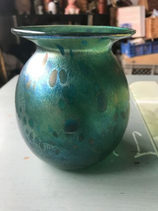 Quality Vintage Alum Bay Glass Bud Vase Iridescent Sticker
