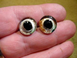 A Pair Vintage Solid Doll Glass Eyes 15 Mm For Bisque Doll Head Age 1910 3652