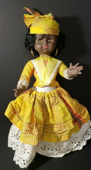 Vintage African American Doll Plastic 17 "