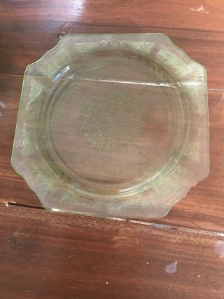 Vintage Green Depression Glass Princess Dinner Plate