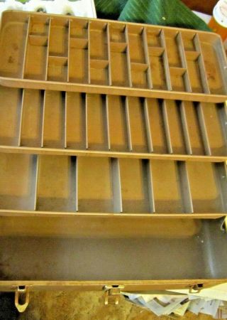Vintage Hammered Brown " My Buddy " Tackle Tool Box 15 " X 7 " - 3 Trays Compartments