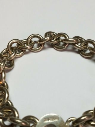 Vintage Taxco Mexico 925 Sterling Silver Heart Arrow Toggle Clasp Chain Bracelet 5