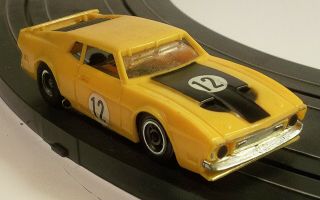 Vintage Tycopro Ho Scale 8835 Ford Mustang Mach 1 Can - Am Slot Car - Yellow