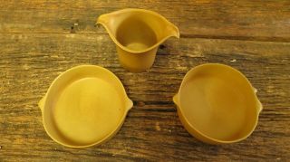 Vintage Bennington Potters Vermont Mustard Yellow 1635 Creamer & Lug Nut Dish