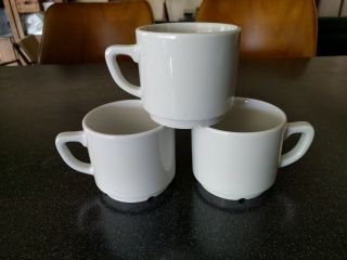 3 Vintage Apilco France White Porcelain Coffee Cups Cup Mug