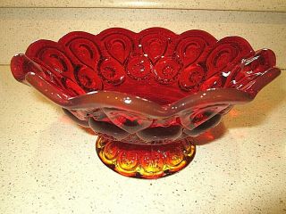 Vintage L.  E.  Smith Amberina Glass " Moon & Stars " Footed Bowl