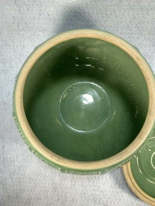 Monmouth Pottery/ Western Stoneware VTG Ball Cookie Jar Lidded Crock Green Glaze 5