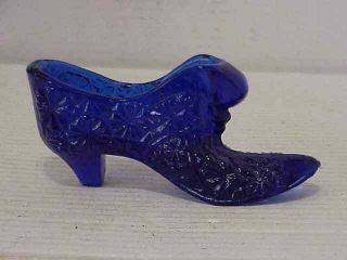 Vintage Fenton? Cobalt Blue Daisy & Button Shoe Slipper Cats Head