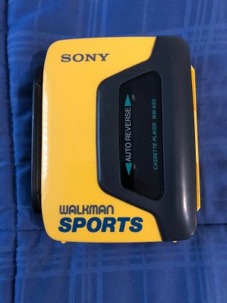 Vintage Sony Walkman Wm - A53 Sports Cassette Player Yellow -