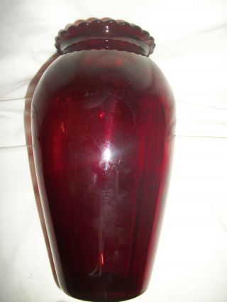 Vintage Anchor Hocking Royal Ruby Red Glass Vase Hoover 9  Tall