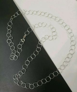 Vintage Sterling Silver Signed Ka Round Links Chain Necklace 30 " L 7.  3 G