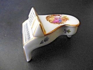 Vintage Limoges France Porcelain Miniature Piano Trinket Box Courting Couple