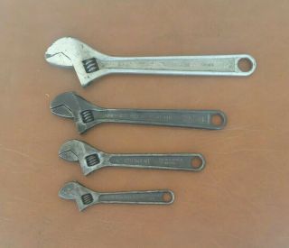 Vintage Crescent Adjustable Wrench Set,  4pc - 12 " 10 " 8 " 6 " - Made In Usa