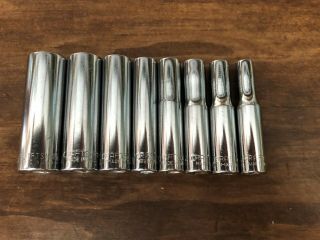 Vintage Craftsman Made In Usa 8 Piece 1/4 " Drive Deep 6 Point Socket Wrench Set