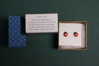Vintage Avon Ladybug Pierced Earrings w/ box 2
