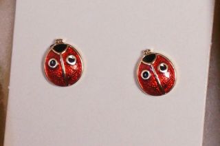 Vintage Avon Ladybug Pierced Earrings w/ box 4