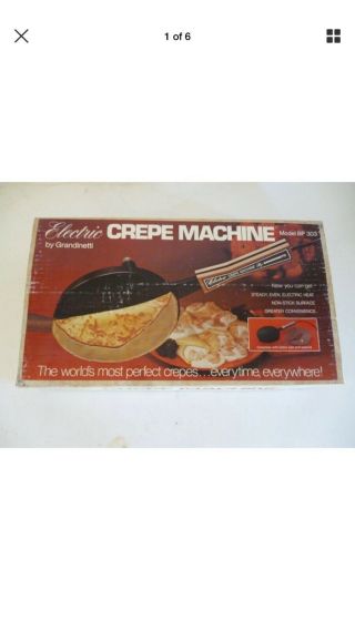 Vintage Grandinetti Electric Crepe Maker Machine Model 303 1000 Watts Euc