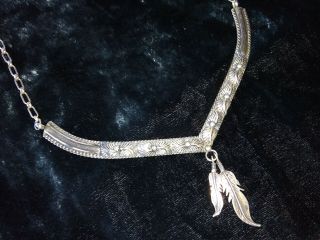Beautifully Crafted Vintage Native American Sterling Silver Necklace,  Signed