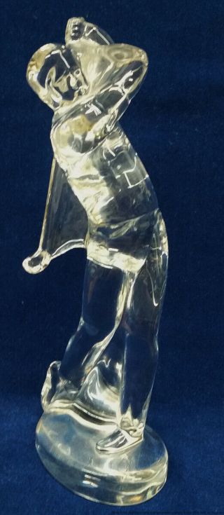 Vintage Signed Baccarat French Art Glass Golfer Golf Statue Crystal Sculpture