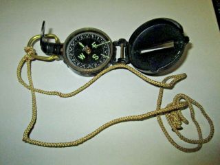 Vintage Lensatic Compass Japan Black And Brass