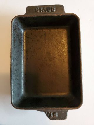 Rare Vintage Small Staub Cast Iron & Porcelain Single Serve Pan 5.  75 " X4.  25 "