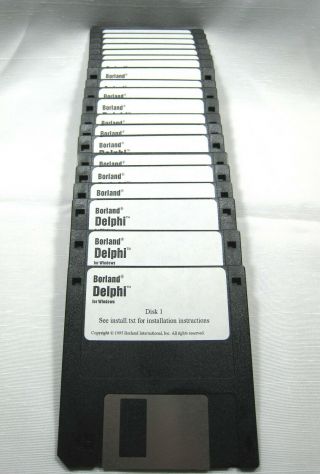 Vintage Borland Delphi For Windows - 1995 - With Report Smith Tool - 3½ " Floppys