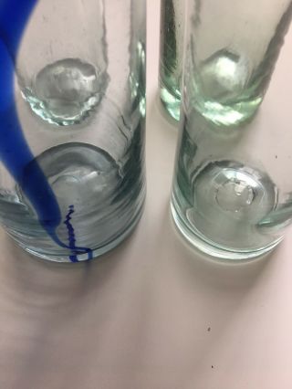 Mexican Hand Blown Cobalt Blue Rimmed Tumblers/Glasses (4) VINTAGE 5