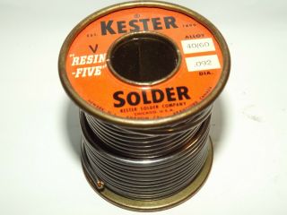 Vintage Kester Resin - Five Solder 40/60.  092 Dia.  14.  6 Oz.  413 G Spool