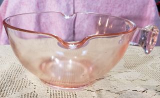 Vintage D&b Co 1930’s Mixing Bowl Pink Depression Glass Knob Handle Two Spouts