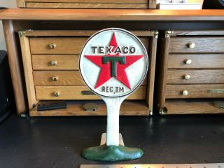 Old Vintage Cast Iron Texaco Sign Door Stop Counter Display Advertisement Heavy