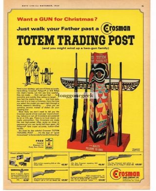 1964 Crosman Bb Gun Pellgun Totem Trading Post Vintage Print Ad