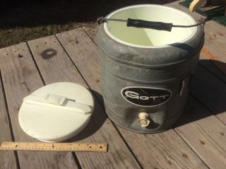 Vintage Gott Insulated Galvanized Water Bucket,  2 Gallon Water Cooler