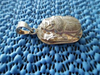 Vintage Sterling Silver Egyptian Revival Scarab Beetle Pendant