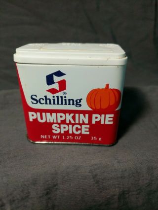 Vintage Mccormick Schilling Spice Tin Can Pumpkin Pie Spice 1977 With Contents