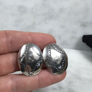 Vintage Werito Sterling Silver Navajo Native American Pin - Back Earrings