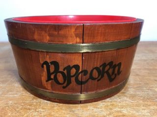 Vintage Wooden " Firkin Style " Popcorn Bucket With Bands Spaulding And Frost Co.