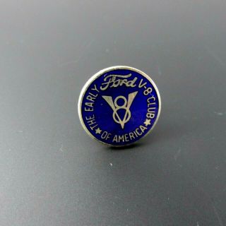 Vintage The Early Ford V 8 Club Lapel Hat Pin Tie Tack Enamel Blue Silver Tone
