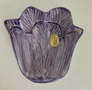 Vintage Stangl Pottery Purple Flower Tea Bag Holder Rest Dish Figural