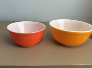 Vintage Pyrex Orange Mixing Bowls Set Of 2