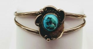 Vintage Old Pawn Navajo Sterling Silver Turquoise Cuff Bracelet 13.  0 G
